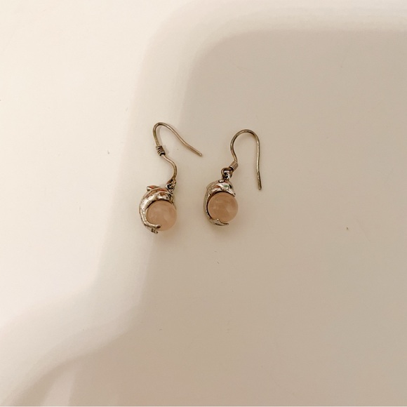 925 silver rose quartz earrings and pink quartz crystal bracelet - Picture 2 of 3